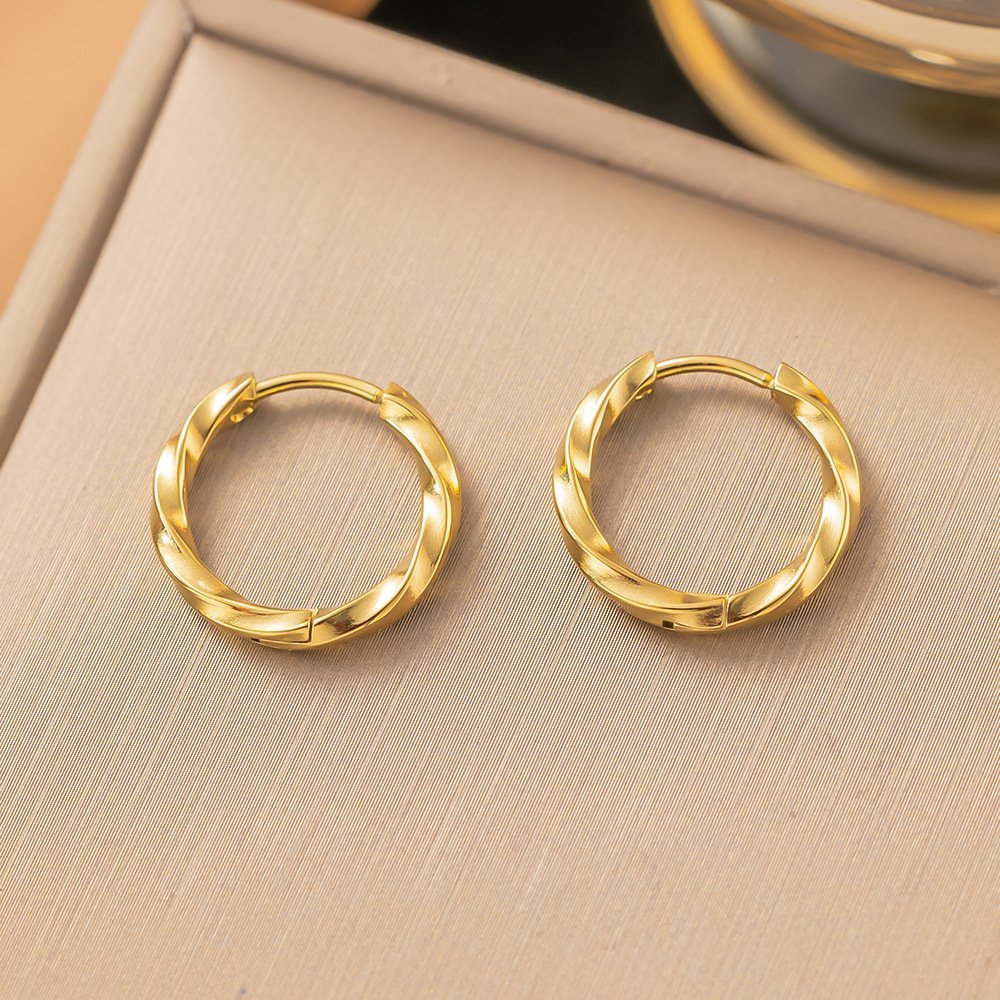 Small Twisted Circles Gold Plated Earrings