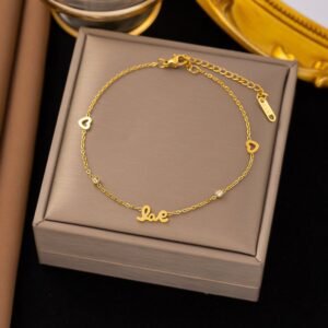 Love and Heart Stainless Steel Bracelet / Anklet