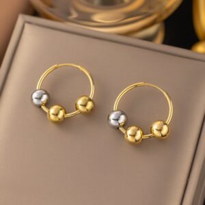 Gold Plated Multi Beads Earrings