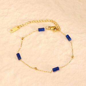 Lapis Lazuli Ston Gold Plated Chain Bracelet / Anklet