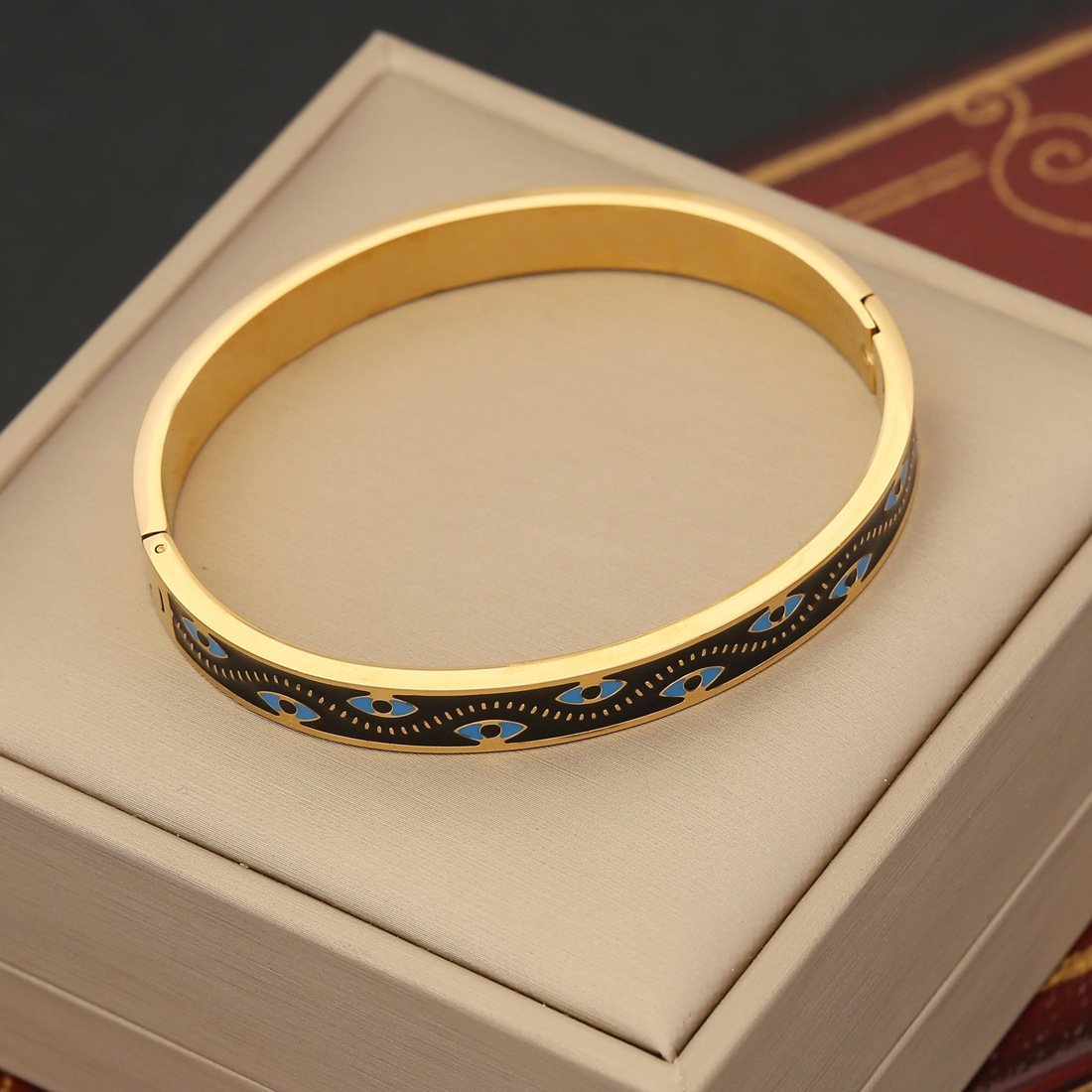 Premium Gold Plated Evil Eye Adjustable Bangle