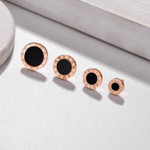 Minimalist Roman Numeral Rose Gold Stud Earrings