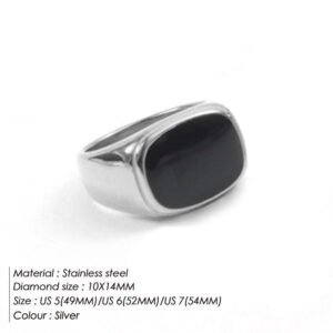 Classic Silver Signet Ring with Black Onyx Inlay