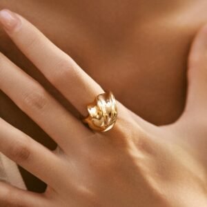 18K Gold-Plated Abstract Wave Ring