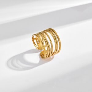 Multi Layered Gold Plated Adjustable RIng