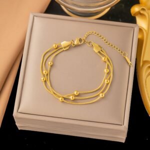 Multi Layered Gold Plated Adjustable Bracelet / Anklet