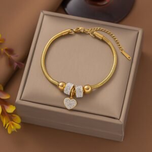Waterproof Crystal-Studded Heart Shaped Bracelet / Anklet