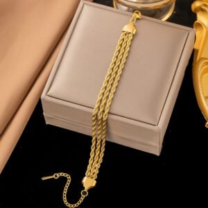 Three Layered Gold Plated Luxury Bracelet