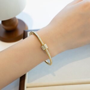 Gold Plated Crystal Studded Adjustable Bangle