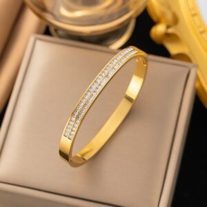 Premium Chunky Gold Plated Crystal Studded Bangle