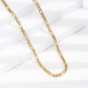 Plain Gold Plated Figaro Long Short Chain