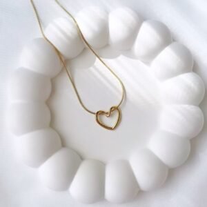 Gold Plated Sculpted Heart Necklace