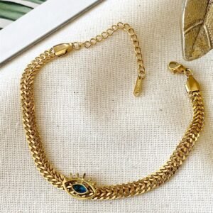 Vintage Eye Shaped Gold Plated Bracelet / Anklet