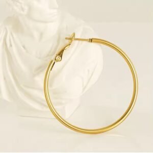 Minimal Long Hoop Gold Plated Earrings