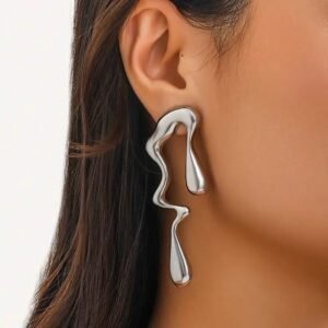 Stainless Steel Melted Metal Earrings