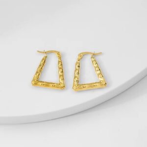 Gold Plated Bamboo Triangle Earrings