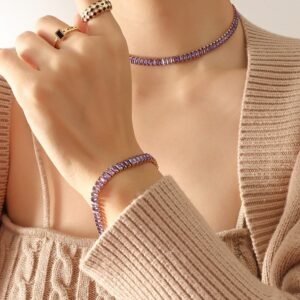 Water Proof Beautiful Purple Crystal Studded Bracelet / Anklet