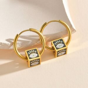 Vintage Cube Shaped Gold Plated Earrings