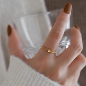 Gold Plated Cute Chained Ring