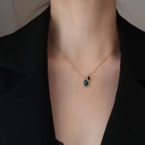 Gold-Plated Dual Gemstone Pendant Necklace