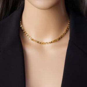 Gold Plated Leaf Link Chain Necklace