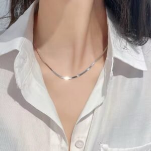 Classic Stainless Steel Herringbone Necklace